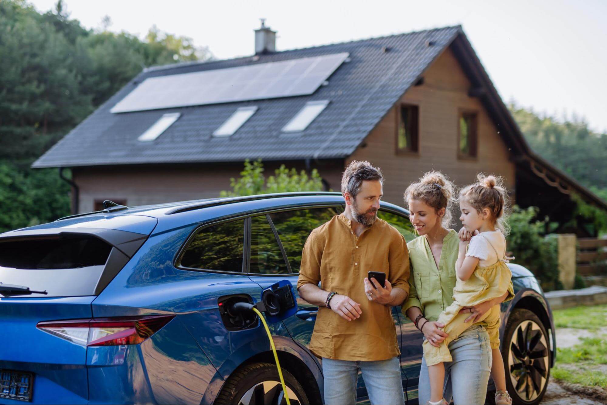 Households can use solar panel systems to charge electric vehicles, which saves money and uses clean energy